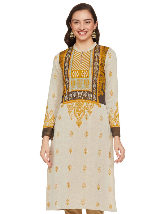 W for Woman Angora Jacquard Winter Kurta for Women