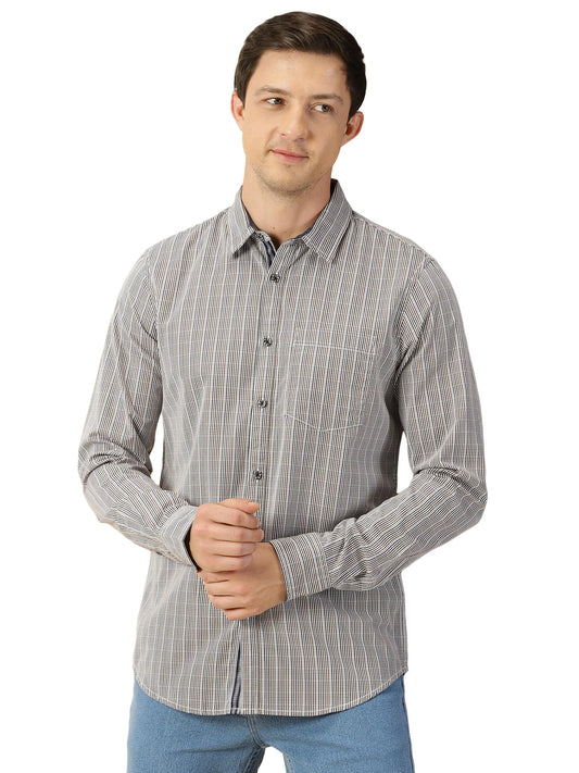 Thomas Scott Mens 100% Cotton Slim Fit Full Sleeves Solid Casual Shirt Coffee