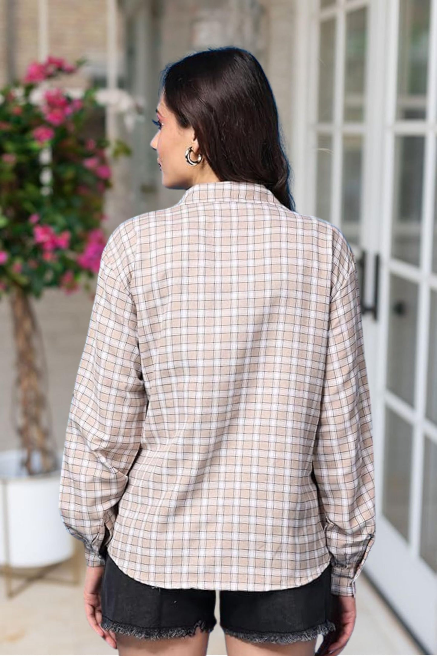 POPWINGS Casual Checks Print Shirt for Women | Cotton Full-Sleeves Women Shirt | Summer Shirt for Women | Stylish Shirt for Wome