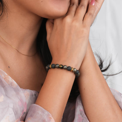 Astrotalk Wealth OM Bracelet | Citrine & Raw Pyrite | Healing Crystals for Wealth & Abundance | OM Symbol for Prosperity | Astrology Bracelet for Men & Women | Certificate of Authenticity