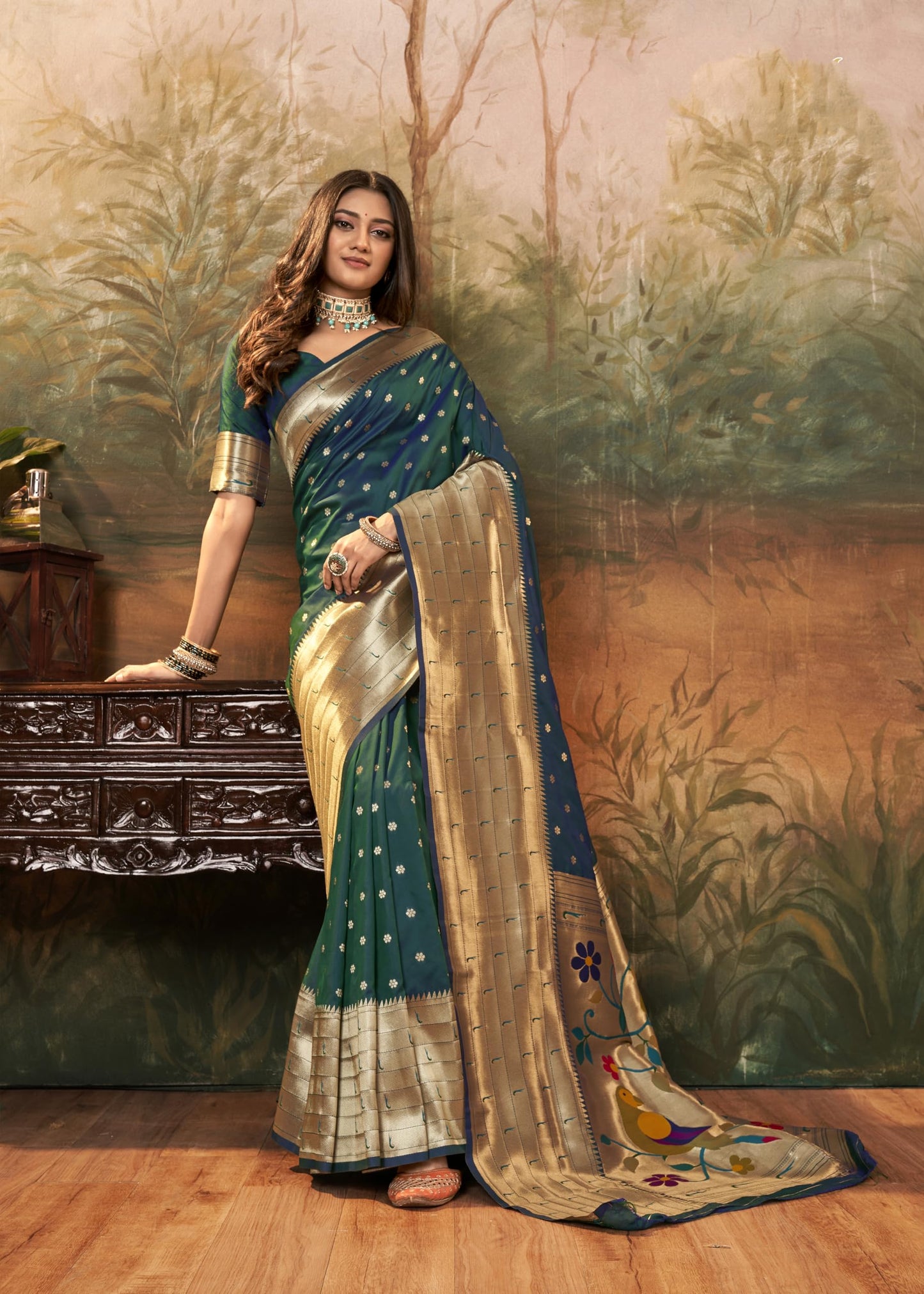 Pujia Mills Woman Pure Paithani Silk Banarasi Saree Indian Ethnic Wear Latest Kanjivaram Banarasi Saree In 2025 Woven Gold Zari