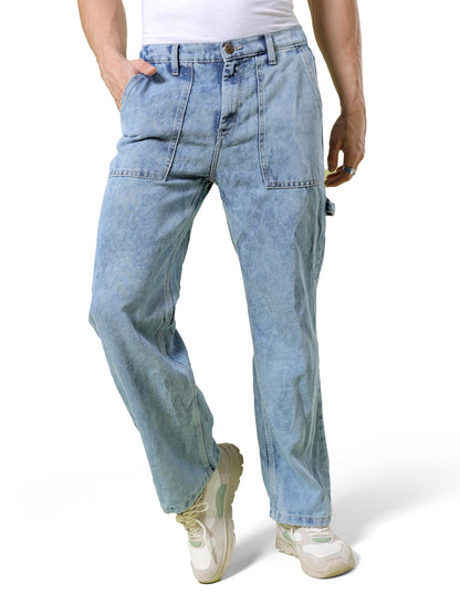 The Indian Garage Co Men Baggy Solid Mid-Rise Stretchable Jeans Blue