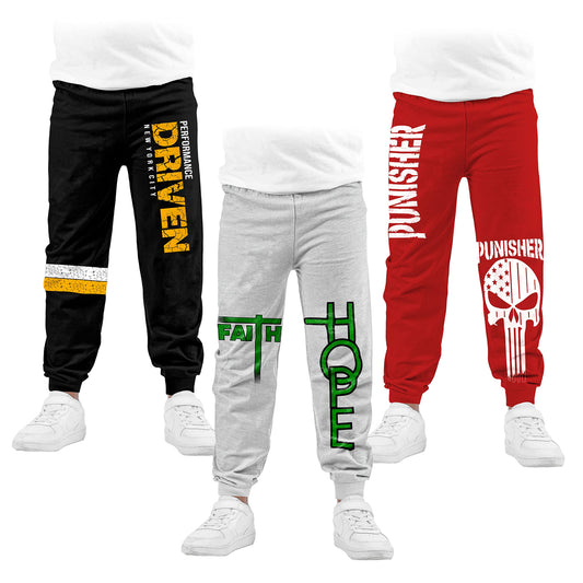 Kyda Kids Boys Cotton Printed Track Pants (Pack Of 3) Multicolour