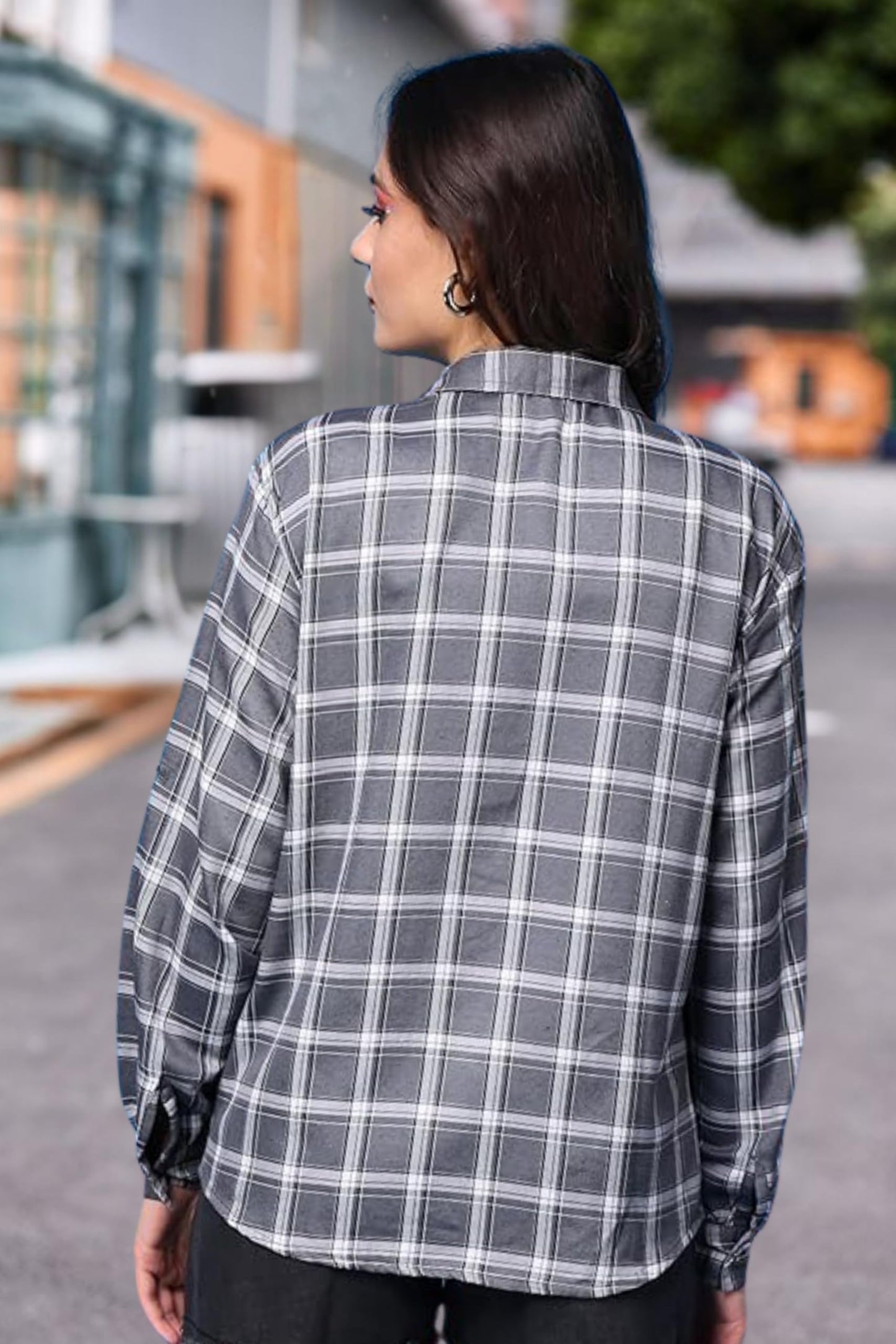 POPWINGS Casual Checks Print Shirt for Women | Cotton Full-Sleeves Women Shirt | Summer Shirt for Women | Stylish Shirt for Wome