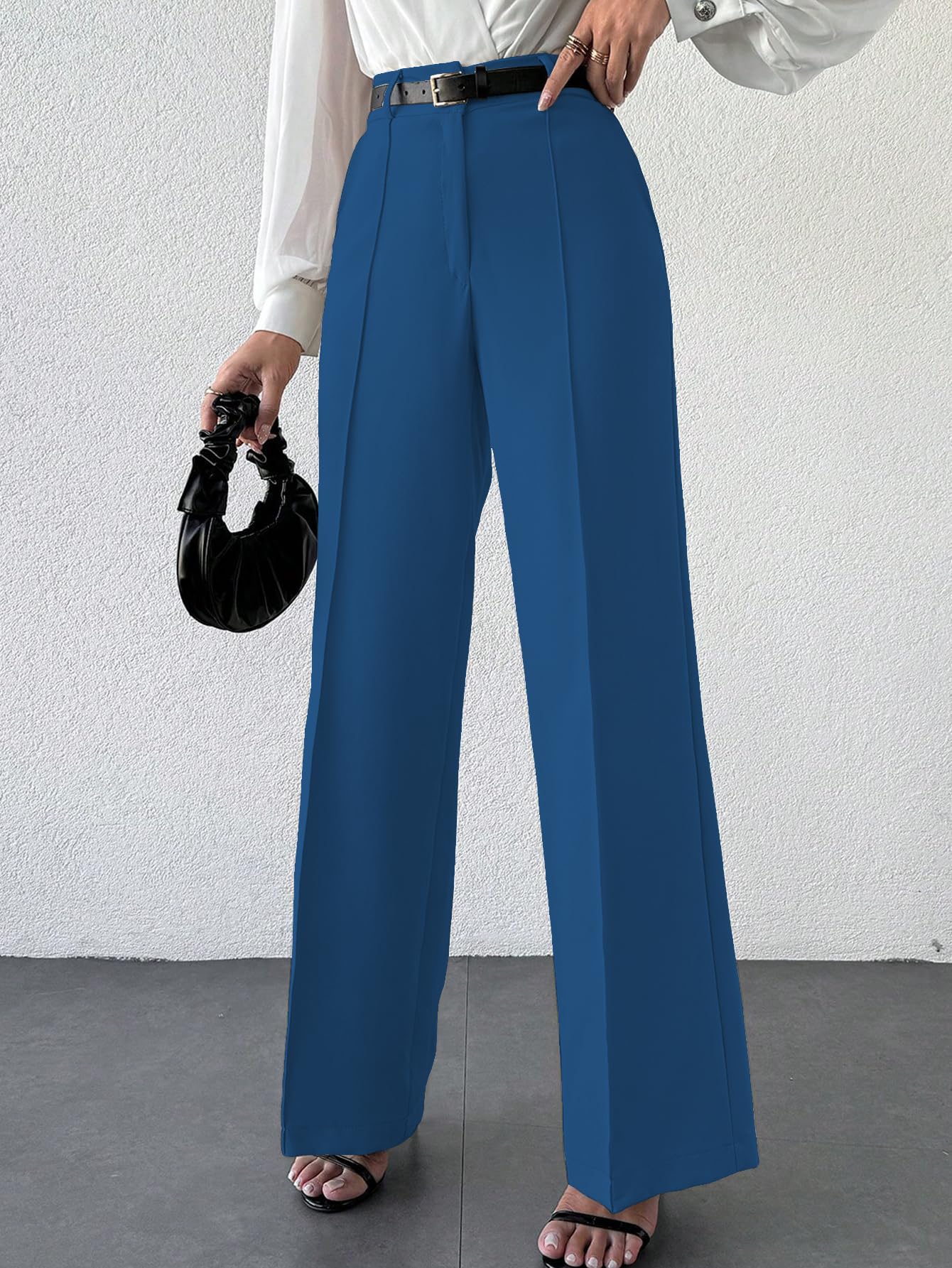 Shasmi Womens Solid Morpeach Color High Waist, Wide Straight-Leg Loose Fit, Front Button Closure, Simple Daily Casual Long Pant