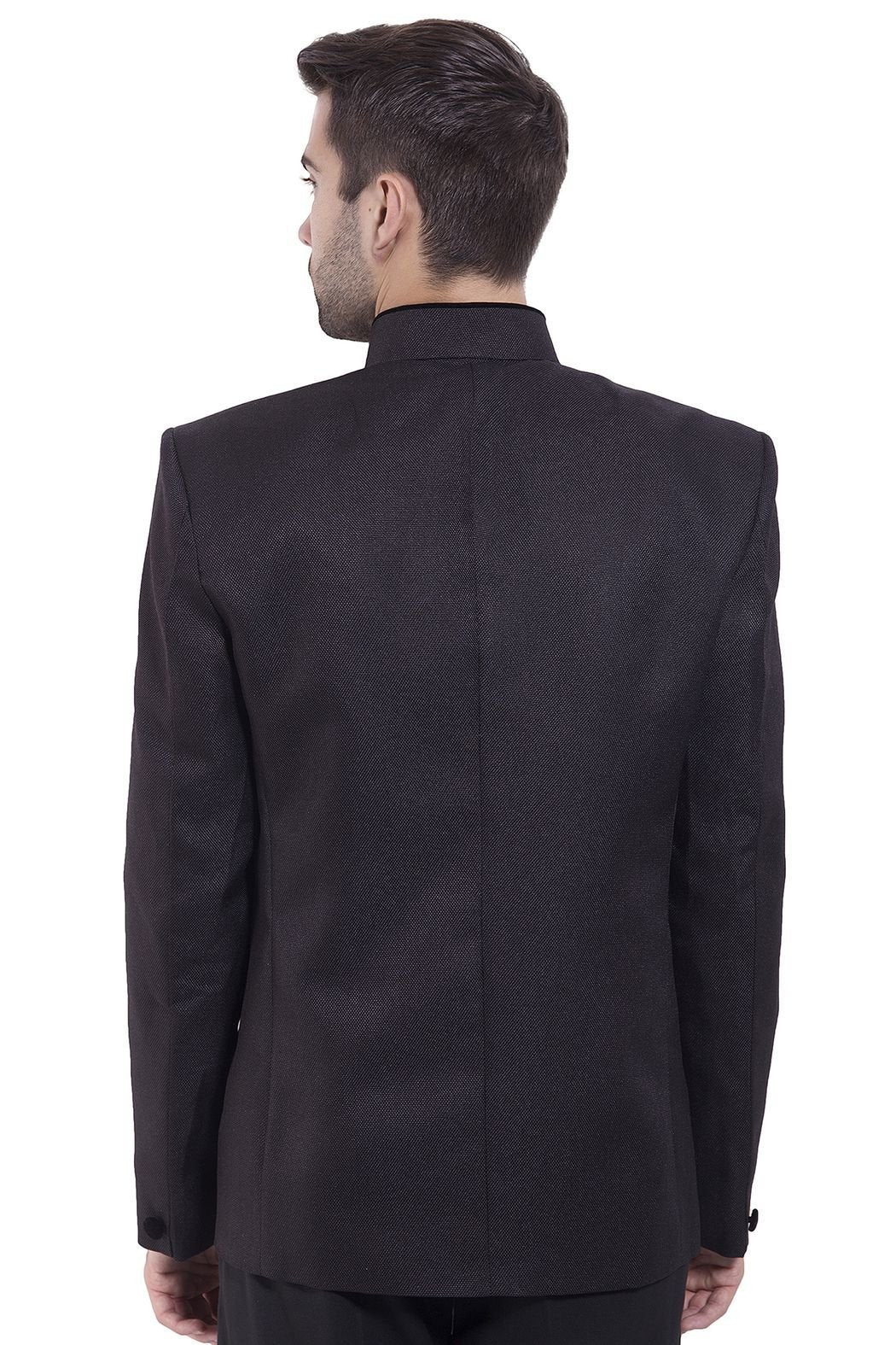 WINTAGE Mens Rayon Cotton Bandhgala Festive Black Nehru Mandarin Blazer