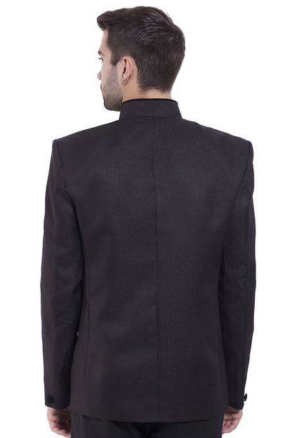 WINTAGE Mens Rayon Cotton Bandhgala Festive Black Nehru Mandarin Blazer