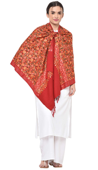 Weavers Villa Womens Kashmiri Aari Embroided Cashmilon Woven Stoles, Shawls, Wraps, 75cm X 200cm