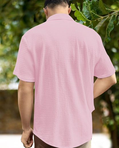 I Enterprise MenS Regular Fit Solid Soft Touch Cotton Casual Shirt Design With Spread Collar & Half Sleeve (Pack Of 2) Color_Wh