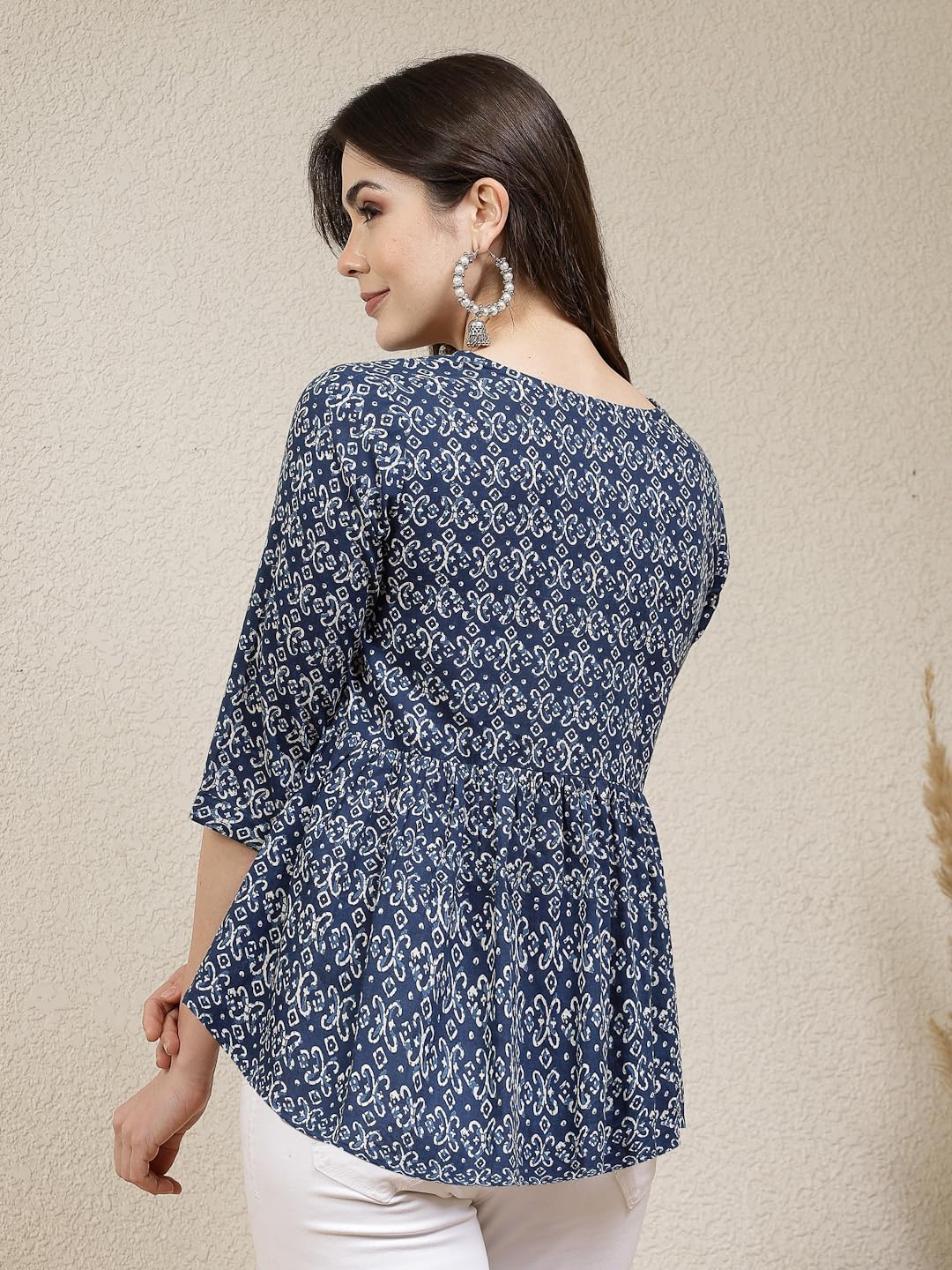 Stylum Womens Ethnic Motif Printed Cotton Peplum Top