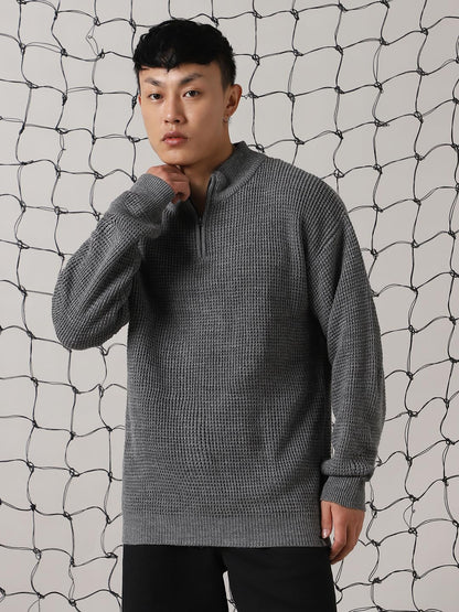 Hubberholme Men Acrylic Knitted Relaxed Fit Round Neck Full Sleeves Sweaters 6 Navy