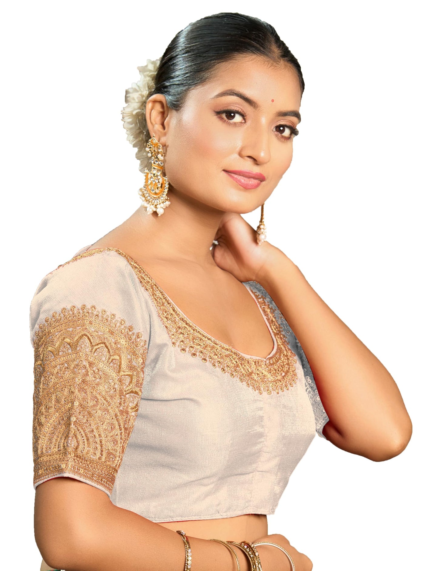 Vihu Fashion WomenS Readymade Blouse Embroidery Multi Coding Dull Golden Sequence Work Indian Ethnic Designer Stitched Readymad