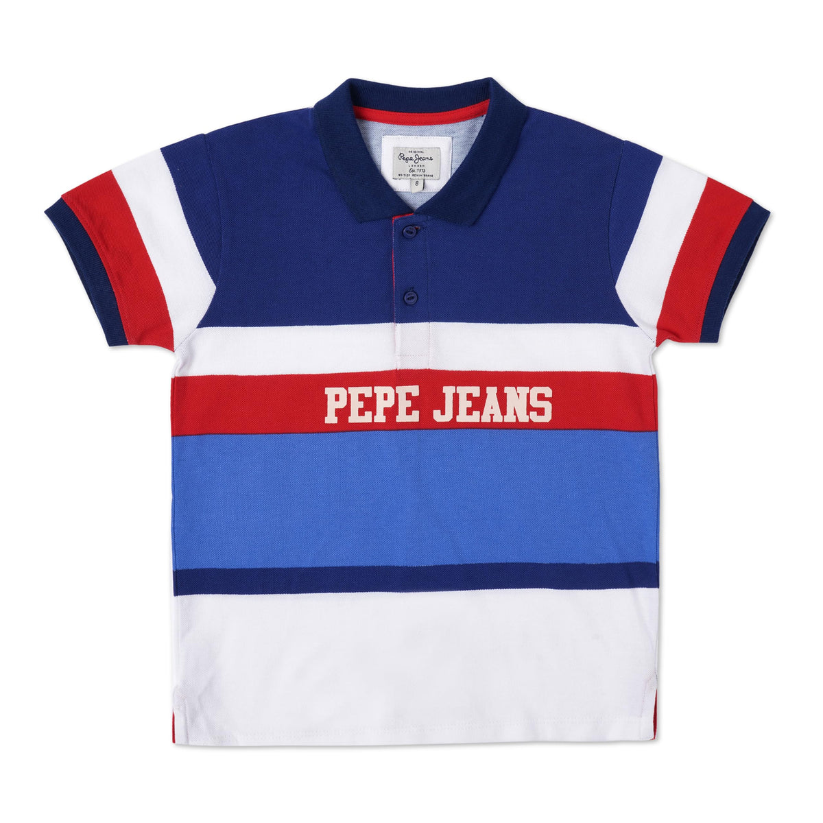 Pepe Jeans Printed Blended Polo Boys T-Shirt (Blue, 4 Years)