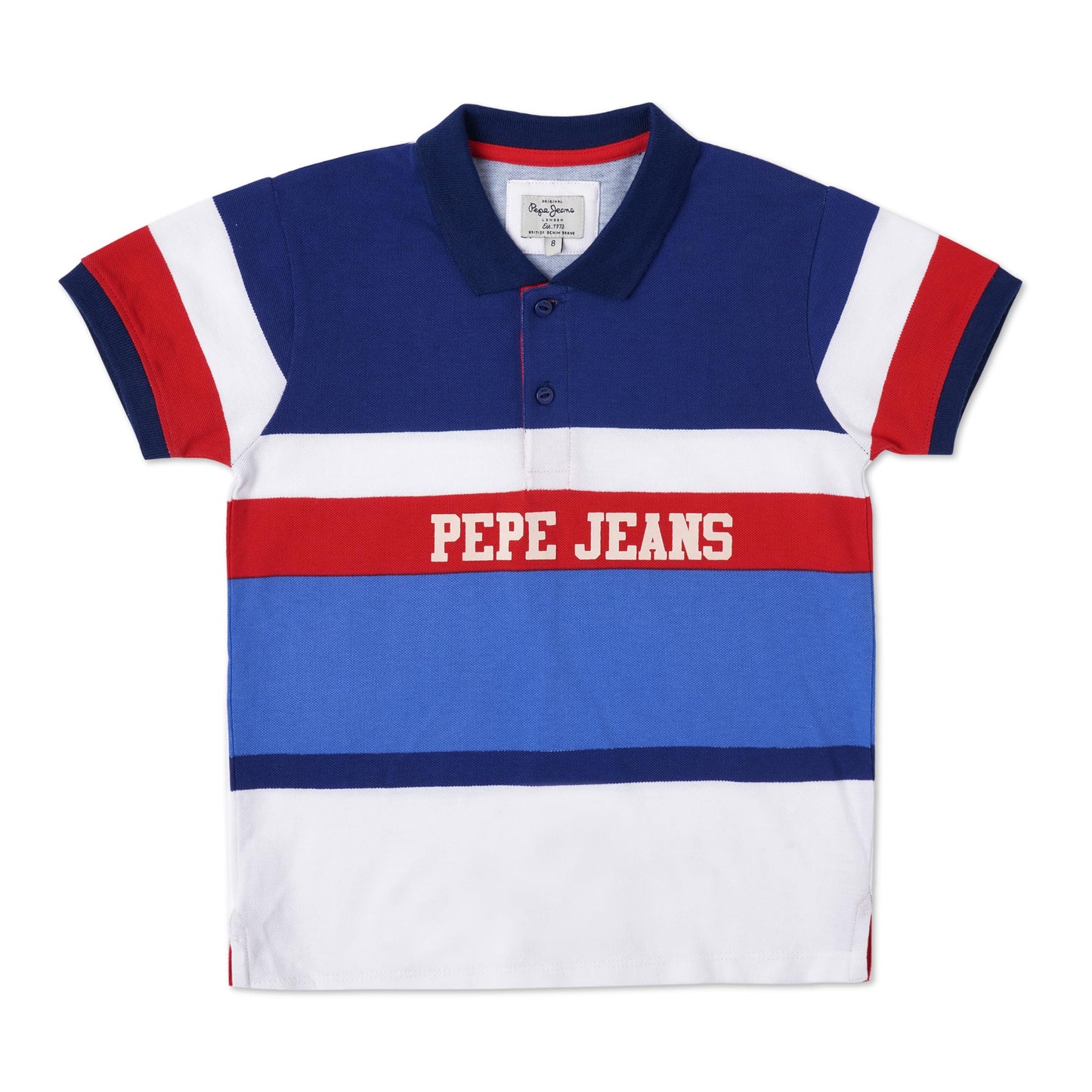 Pepe Jeans Printed Blended Polo Boys T-Shirt (Blue, 8 To 10 Years)