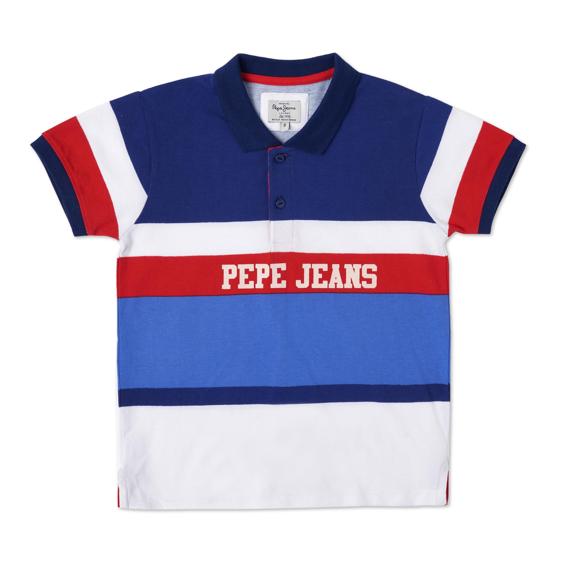 Pepe Jeans Printed Blended Polo Boys T-Shirt (Blue, 8 To 10 Years)