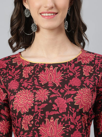 idaLia Black Printed Kurta