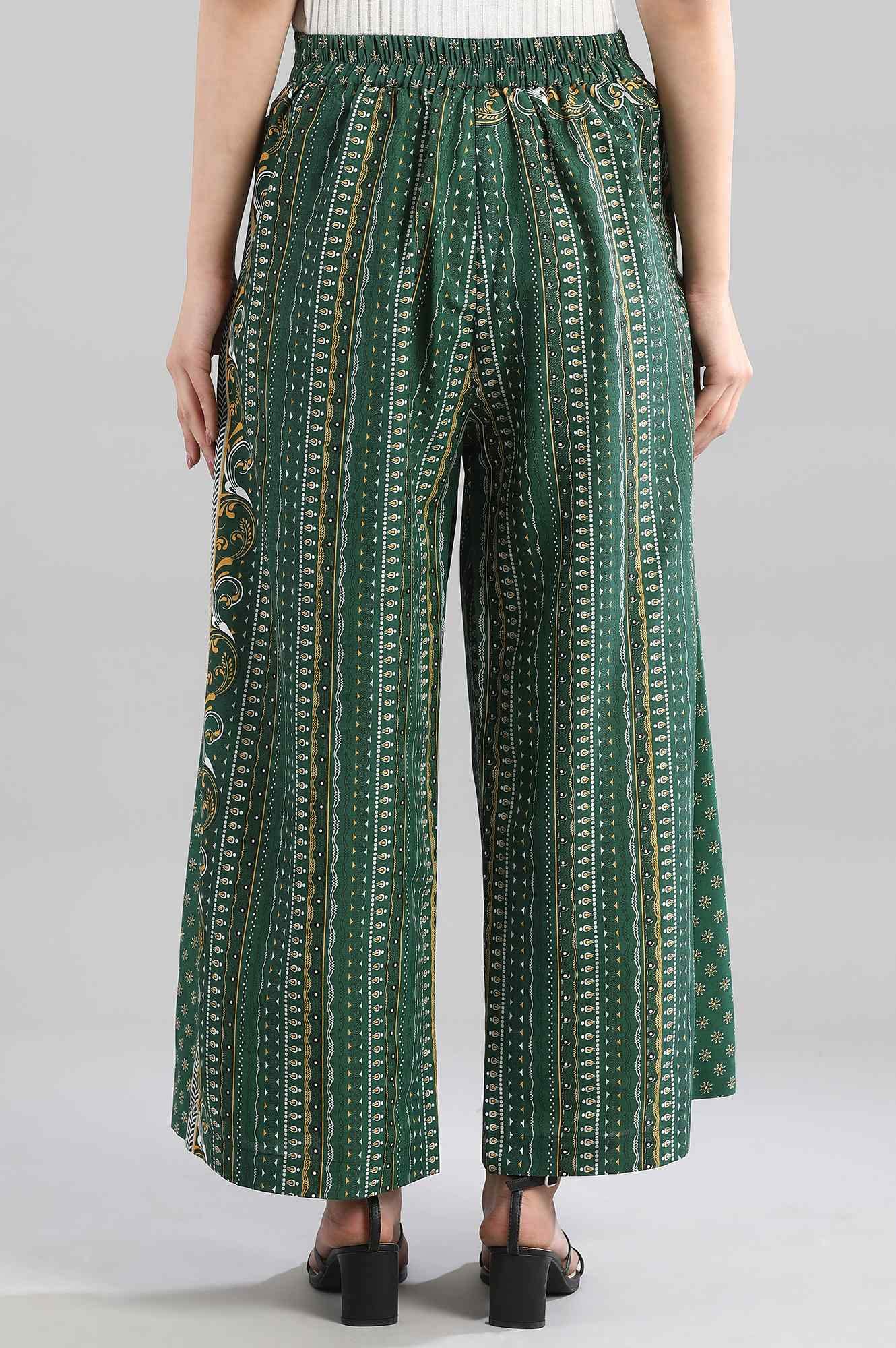 Aurelia Womens Green Geometric Printed Culottes Trousers