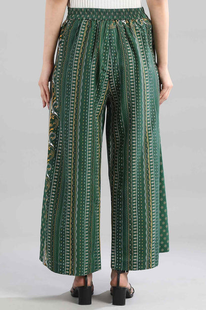 Aurelia Womens Green Geometric Printed Culottes Trousers