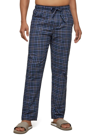 XYXX Mens Super Combed Cotton Checkered Checkmate Pyjamas [Pack of 2] Elasticated Waist, Drawstring | Loungewear for Men in Blu