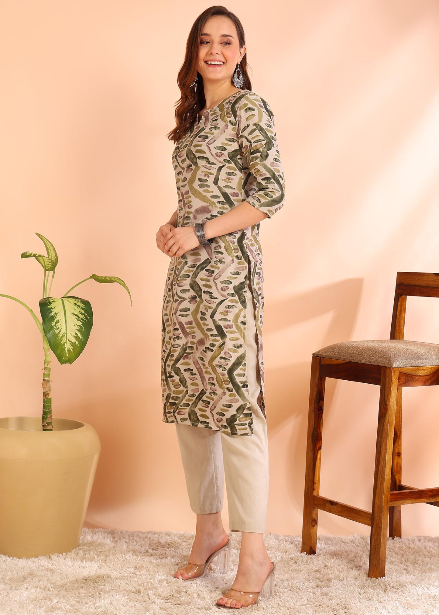 Dsk Studio Poly Rayon Printed Straight Kurti For Women