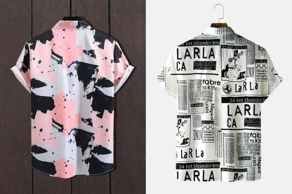 Rebelify Half Sleeve Printed Shirts For Men Regular Fit Printed Spread Collar Casual Shirt Lycra Fabric With Combo Shirt (Pack O