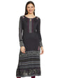 W for Woman Dark Grey Crosstitch Embroidered Kurta