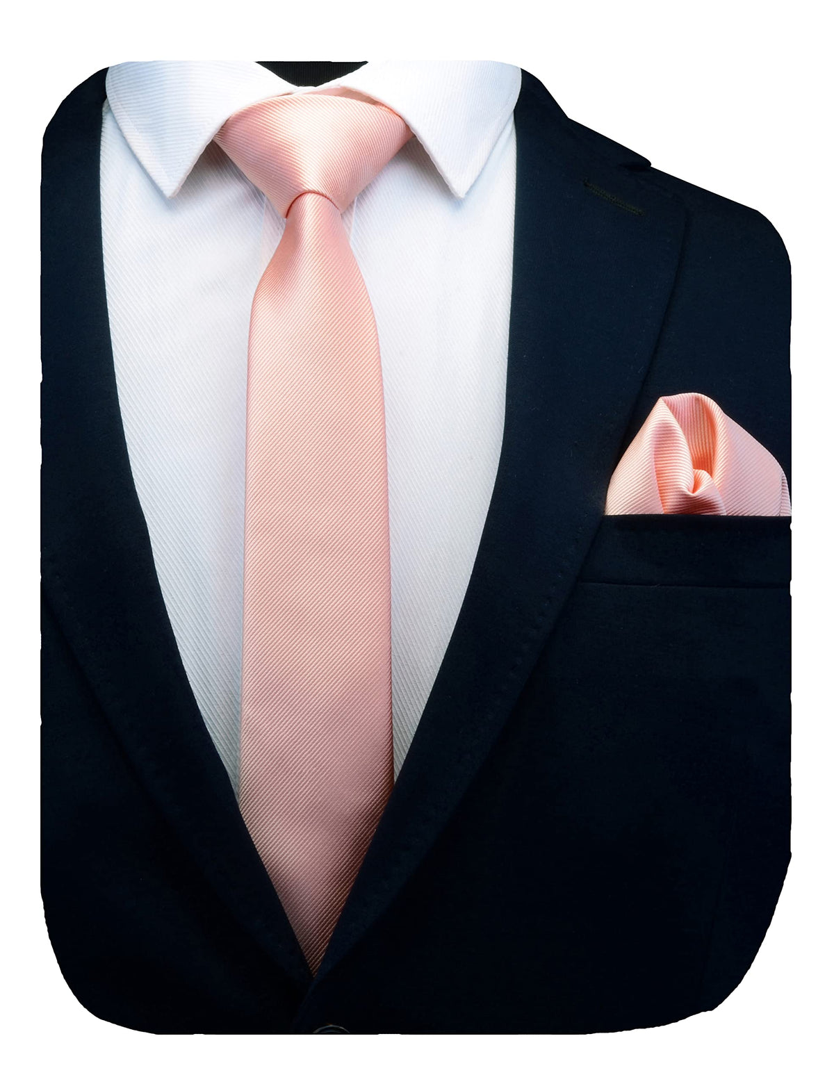 GUSLESON Rose Gold Skinny Ties for Men Solid Thin Tie Slim Necktie and Pocket Square Set (0754-32)