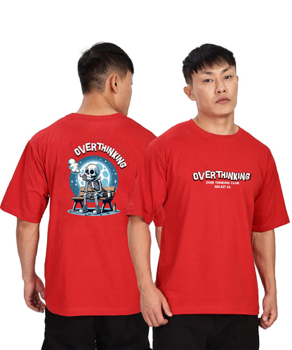 SHODOX Mens 100% Cotton Oversized Half Sleeve Tshirt for Men - Drop Shoulder Front and Back Printed Round Neck Tshirts, Relaxed