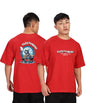 SHODOX Mens 100% Cotton Oversized Half Sleeve Tshirt for Men - Drop Shoulder Front and Back Printed Round Neck Tshirts, Relaxed