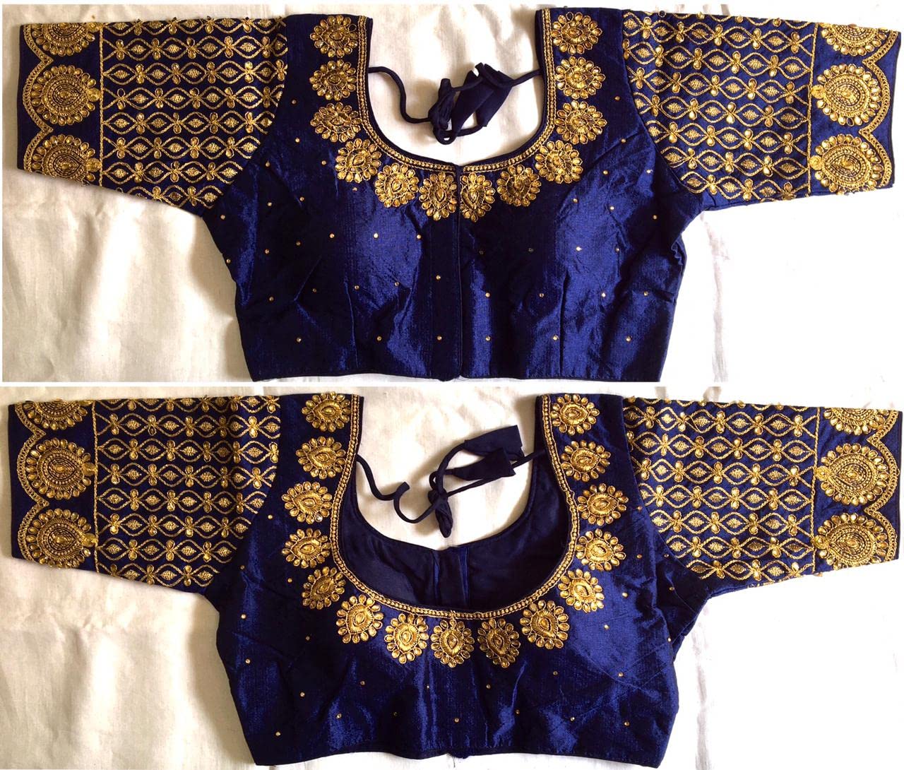 Pujia Mills WomenS Silk Embroidery Coding Multi Work Readymade Saree Blouse