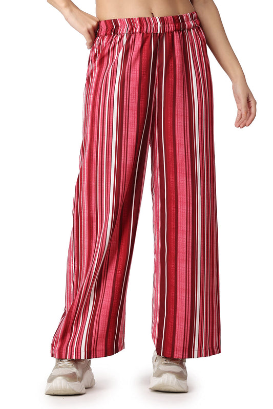 POPWINGS Casual Floral Printed Loose Fit Trousers for Women || Summer Wear Women Trousers Stylish Pull-On Women Trousers || Comf