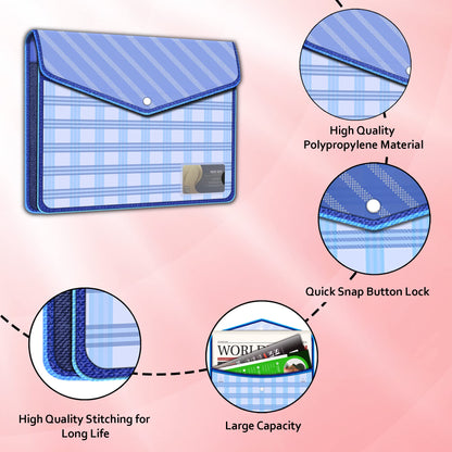 Fedus Documents Holder Envelope Folder, Stylist Printed File Storage Bag With Snap Button Transparent Plastic File For Documents