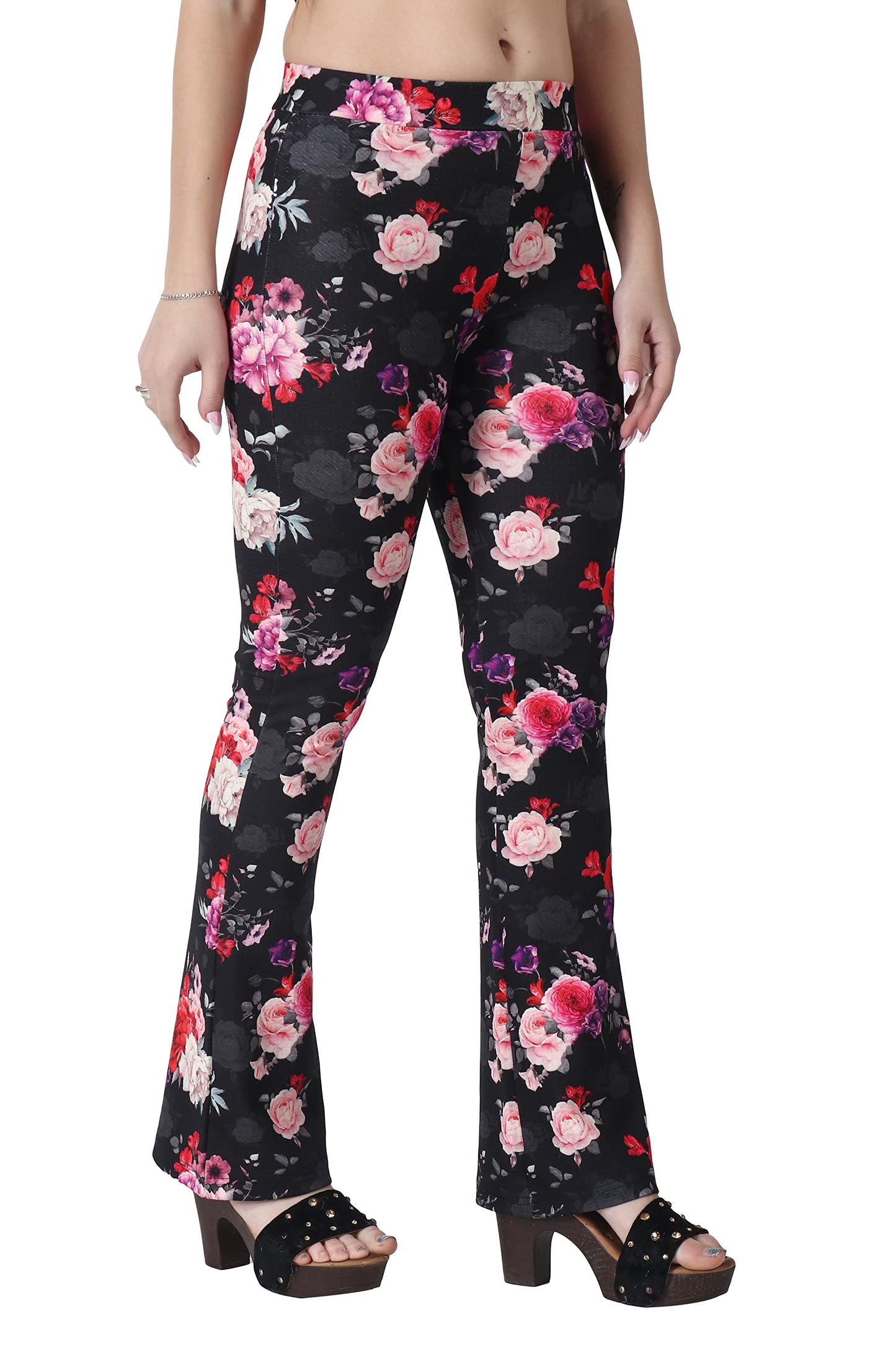 POPWINGS Casual Multicolor Floral Print karara Trouser for Women
