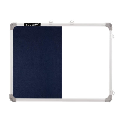 Eduway 1.5X2 Ft. Combination Board Non Magnetic Whiteboard With Blue Pin-Up Notice Board With 30 Push Pins For Home, Office & Sc