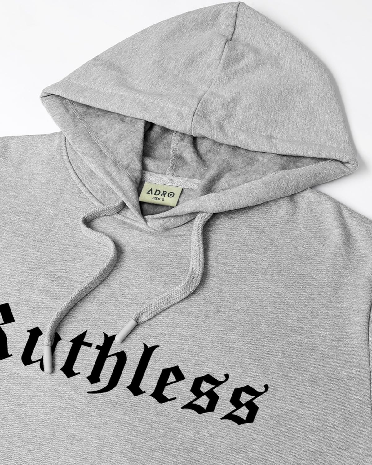 ADRO Men's Cotton Neck Hooded Sweatshirt (H24-RUTH-GR_Grey