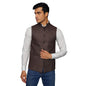 WINTAGE Mens Tweed Bandhgala Festive Nehru Jacket Waistcoat Brown