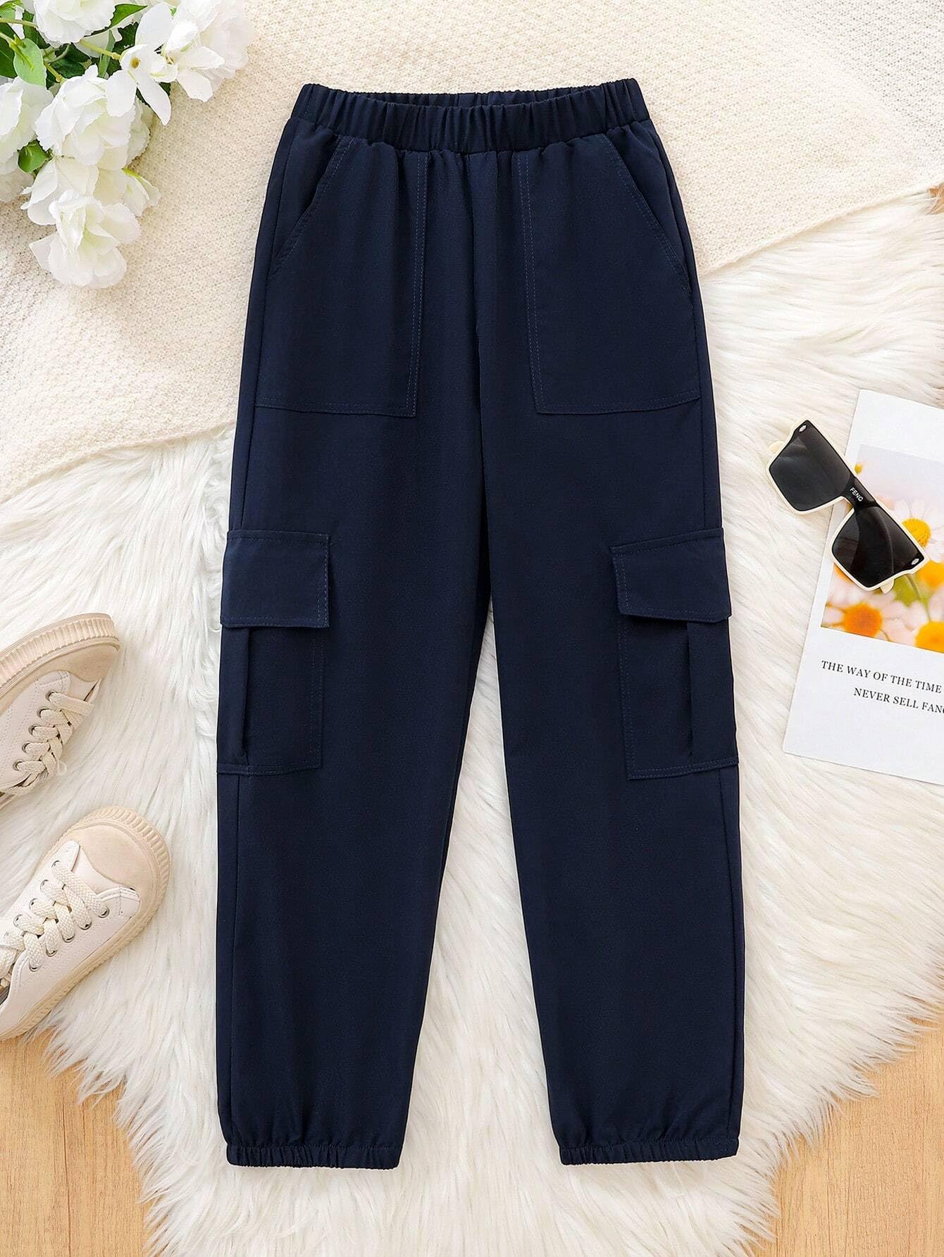 TAGAS Girls Regular Cargo Pant ||Relaxed Trouser Joggers for Girls ||(GC-40) Navy