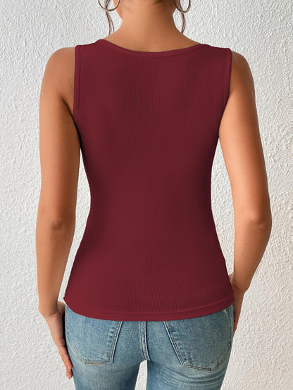 Sugathari Womens Maroon Cut Out Asymmetrical Neck Rib Knit Jeans Korean Trendy Tank Western Tops for Women Stylish (T-Shirt 182