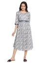 Aurelia Women'S Stonewash Grey Cotton Gathered Dress
