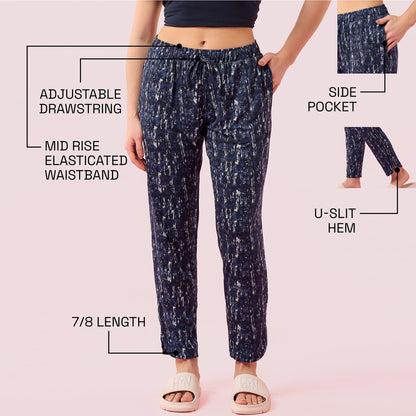 Enamor E048 Tapered Lounge Pants with Drawstring Details with Metal Ends