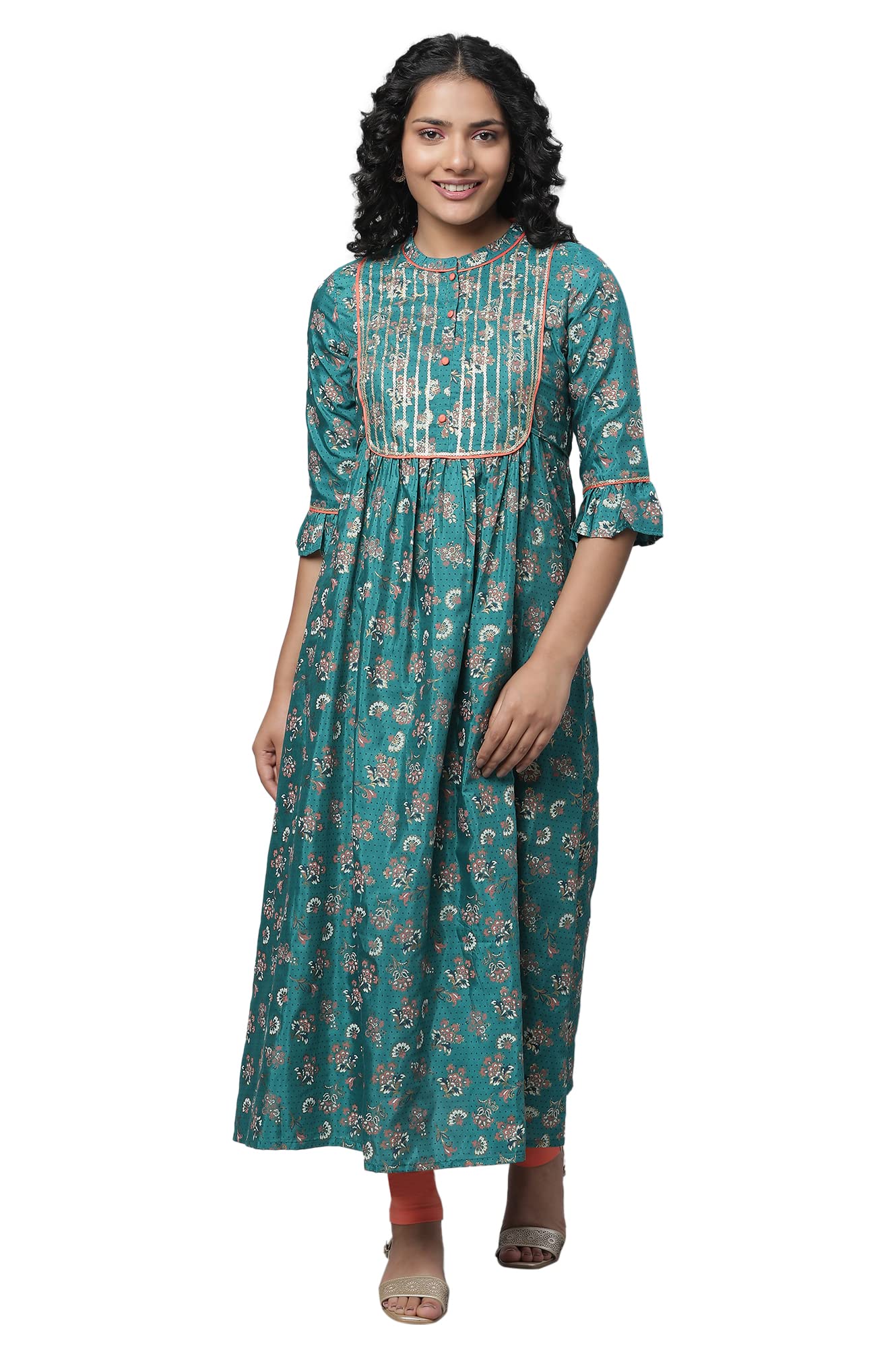 Aurelia Women's Polyester Kurta & Tight (23FEAS14275-505737_Green