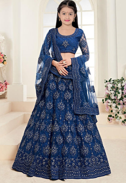 Suppar Sleave Traditional Ethnic Wear For Girls Designer Embroidered Kids Lehenga Choli
