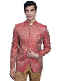 WINTAGE Mens Banarasi Rayon Cotton Festive and Casual Bandhgala Jodhpuri Blazer :Red