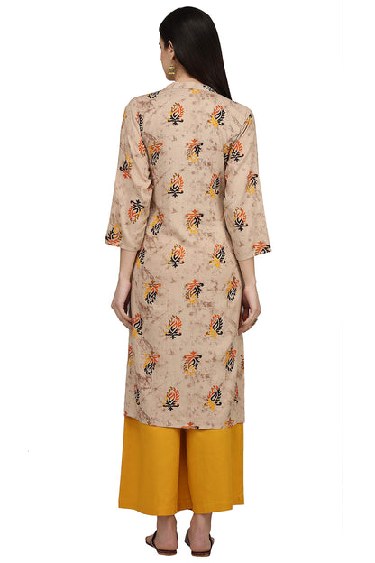 GoSriKi Women's Rayon Printed Straight Kurta