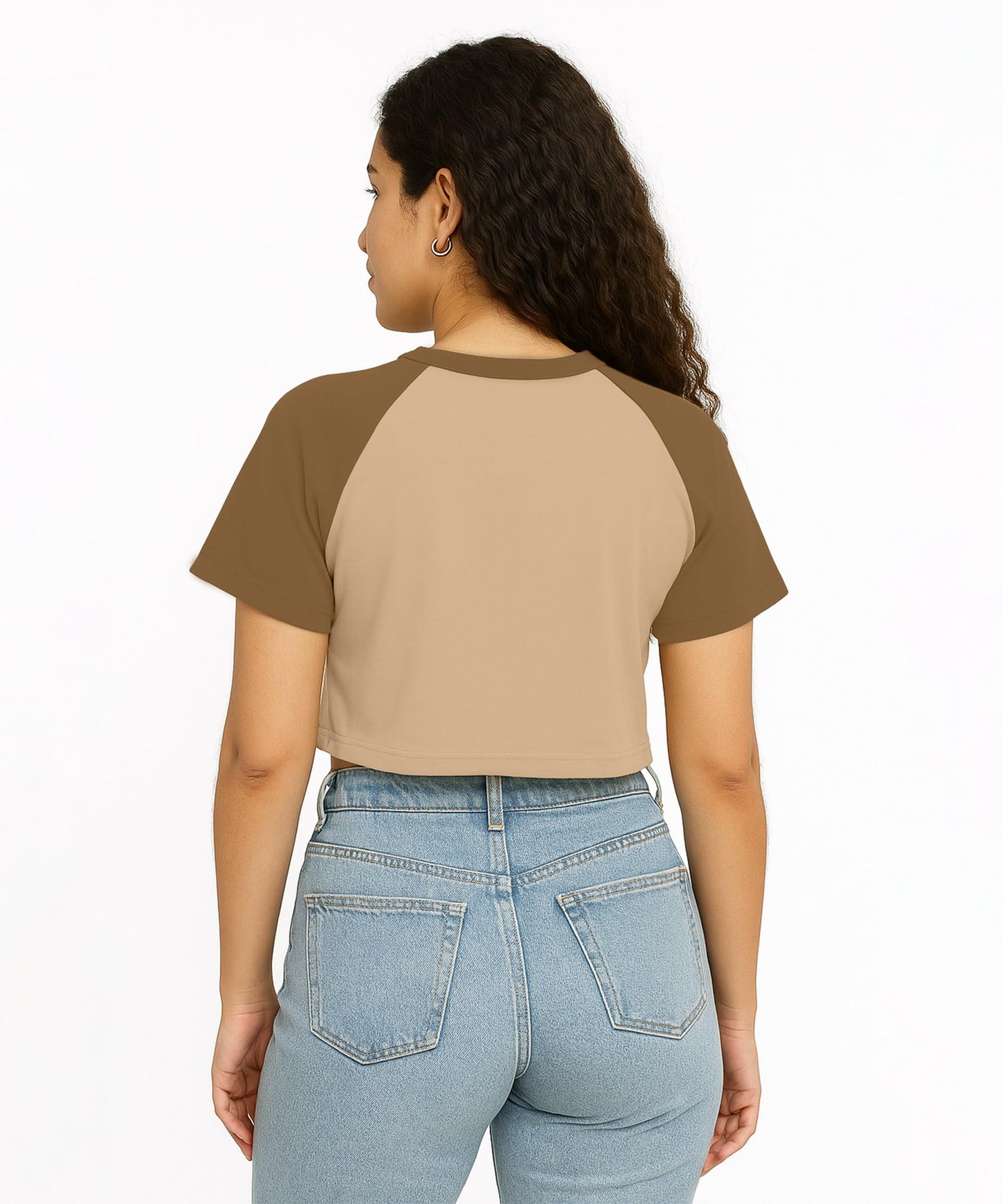 SHODOX 100% Cotton Crop top for Womens - Printed Raglan Sleeve Stylish Tshirt, Relaxed Fit Drop Shoulder Tops for Women
