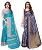 Yashika Womens Combo Art Silk Printed Saree With Blouse Piece Pack Of 2(NAURTA BLUE-SWATI NAVY)