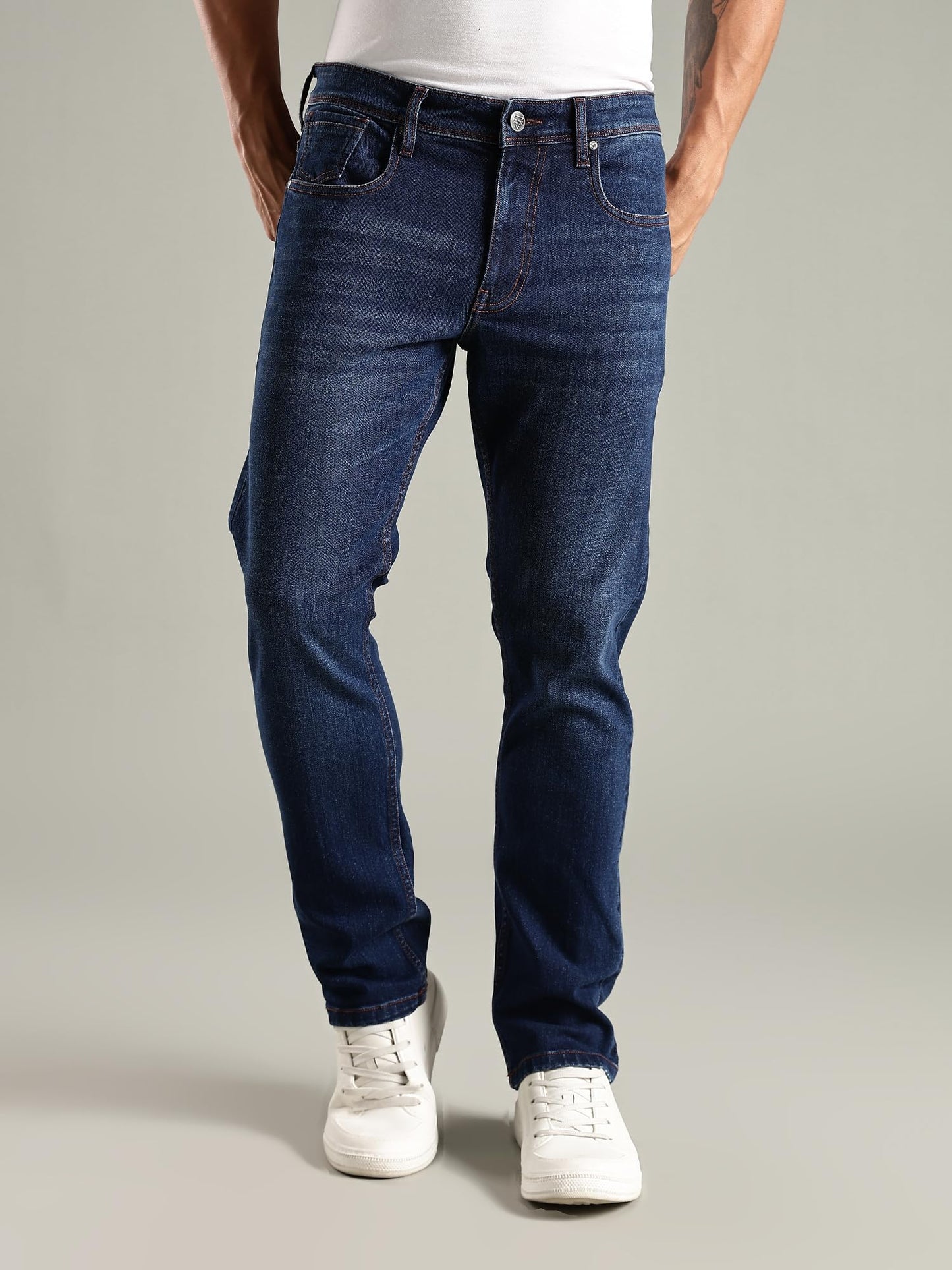 Thomas Scott Mens | Mild Fade | Stright Fit | Denim | Regular Wear | Stretchable | Casual Jeans for Men Indigo