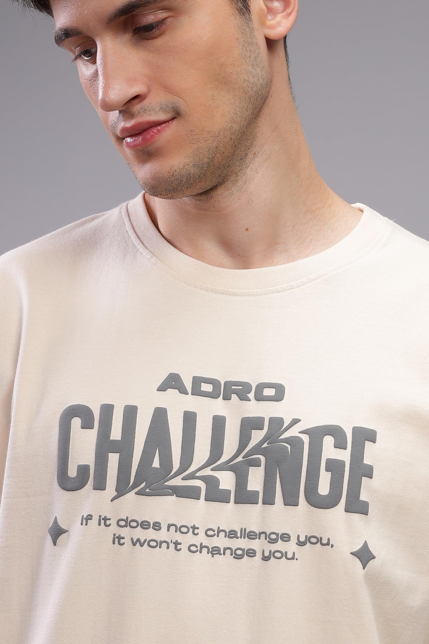 ADRO Mens Abstact Design Back Printed Oversized T-Shirt_OVR24-CHL-BEG