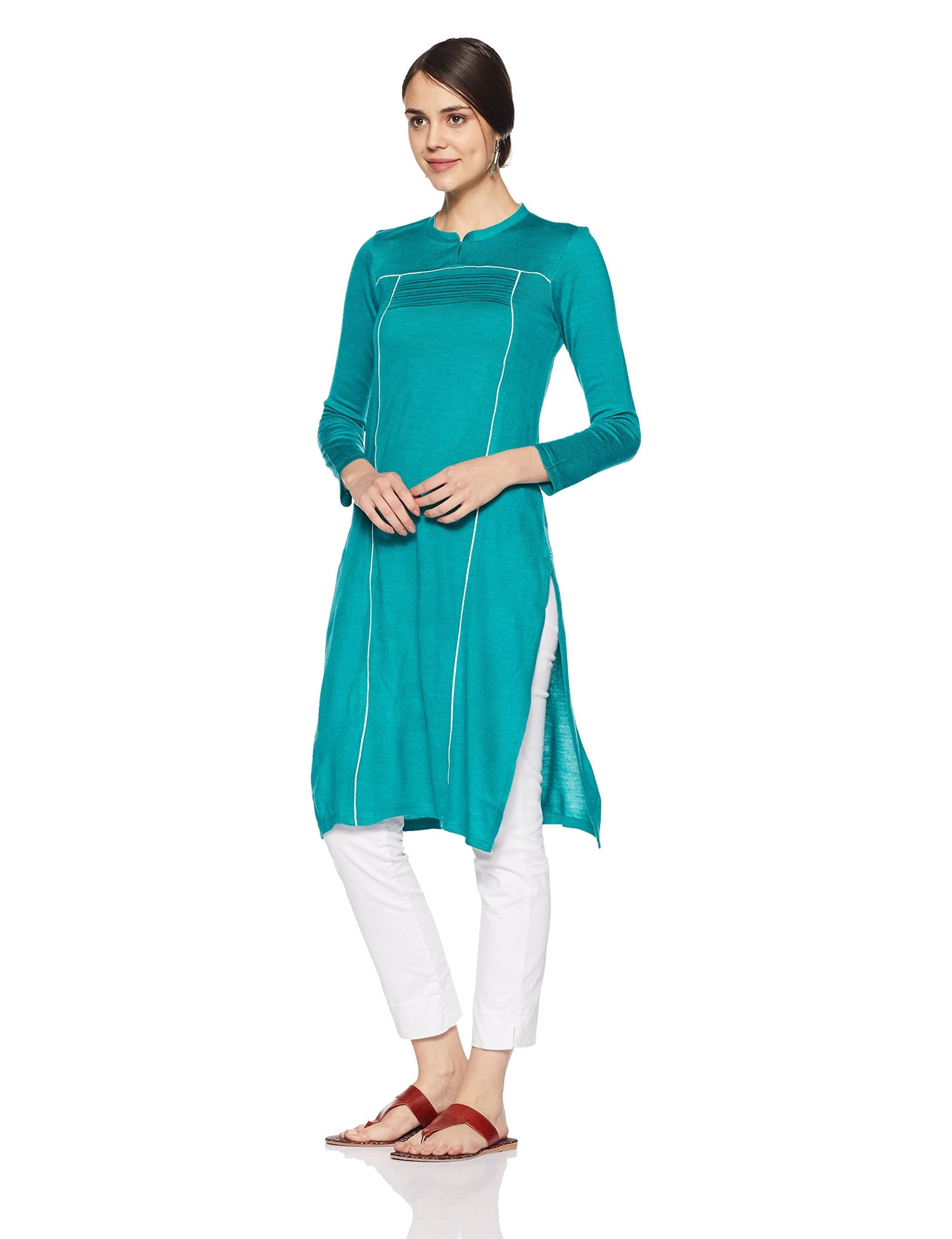 Aurelia Synthetic Women's Straight Winter Kurta