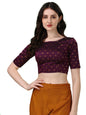 Oomph! Readymade Blouse For Women, Brocade, Purple, Boat Neck